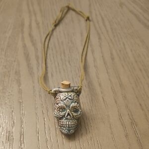 Skull Pendant Necklace with Cork Stopper